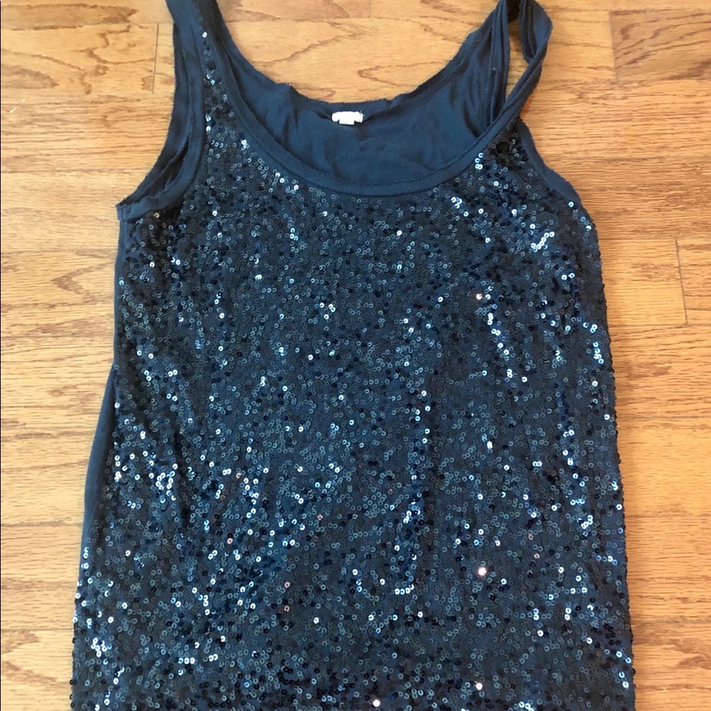 JCrew Sequin Tank-Navy Blue